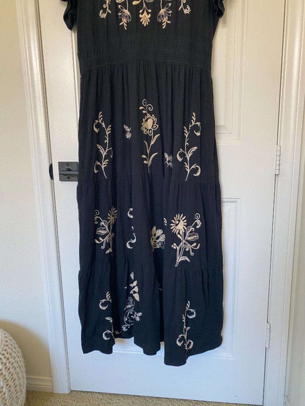 Johnny Was | Smocked Waist Tiered Maxi Dress in Black - Picture 6 of 12